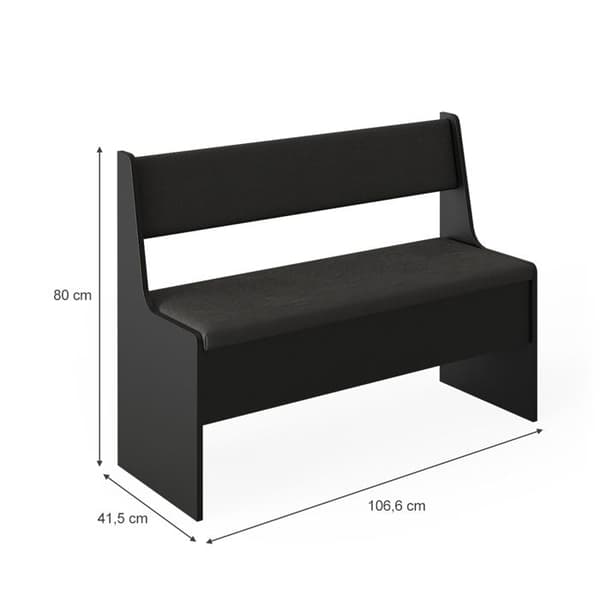 Romersk matsal hörnsbänk, 106,6 x 41,5 cm, Svart, Vicco
