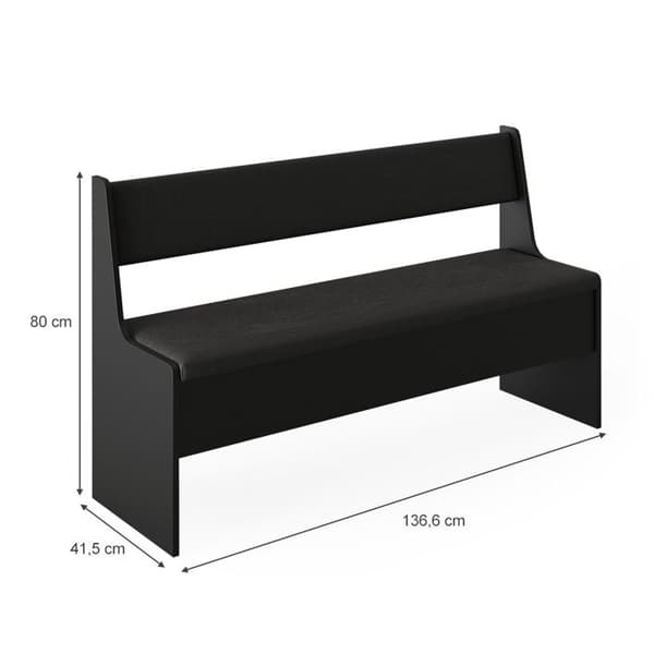 Romersk matsal hörnsbänk, 136,6 x 41,5 cm, Svart, Vicco