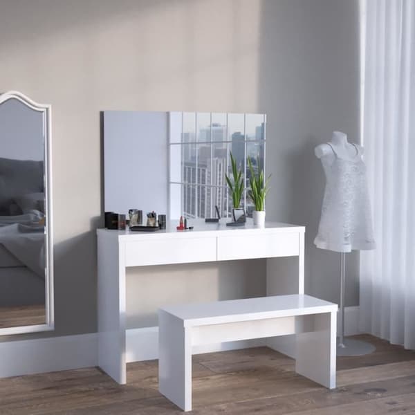Vicco Viola Bänk, Vit Högglans, 90 cm för sminkbord