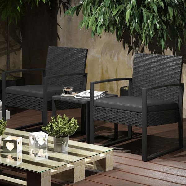 Trädgårdsmöbelset, 3 delar, med bord, Antracit, OK-Living