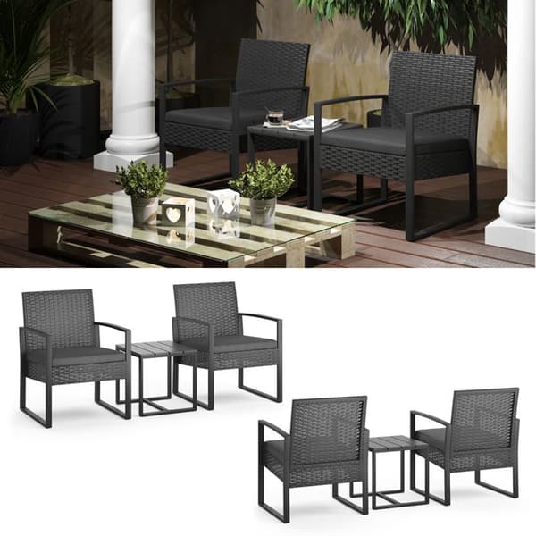Trädgårdsmöbelset, 3 delar, med bord, Antracit, OK-Living