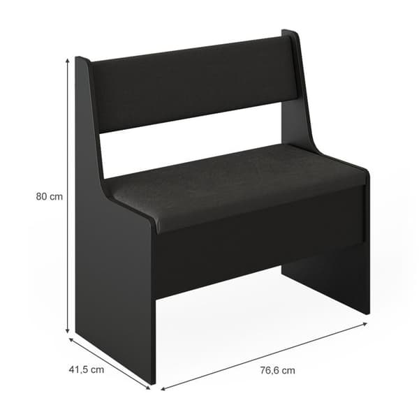 Romersk matsalshörnsbänk, 76,6 x 41,5 cm, Svart, Vicco