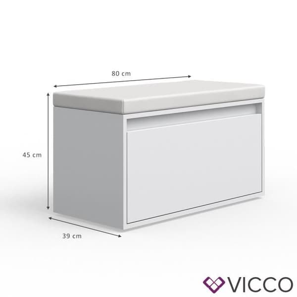 VICCO IKER bänk, skobänk, vit, skoskåp, sits, förvaringsutrymme, förvaringsbänk