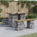 Miniatyrbild 1 av 2: Trädgårdsbänk gabion-design 100x70x72 cm impregnerad furu