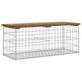 Miniatyrbild 2 av 2: Trädgårdsbänk gabion-design 103x44x42 cm tryckimpregnerad furu