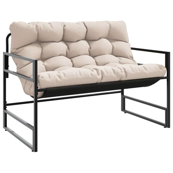 Trädgårdsbänk med dyna taupe 113 cm stål