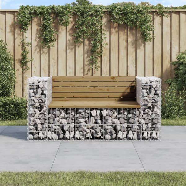 Trädgårdsbänk gabion-design 143x71x65,5 cm impregnerad furu