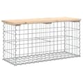 Miniatyrbild 2 av 2: Trädgårdsbänk gabion-design 83x31,5x42 cm massiv furu