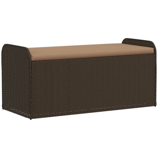 Förvaringsbänk med dyna brun 115x51x52 cm konstrotting