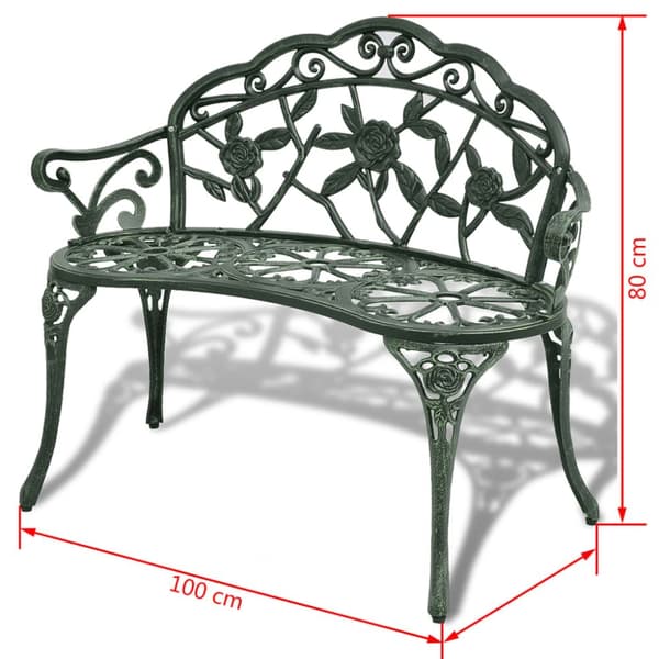Trädgårdsbänk 100 cm gjuten aluminium grön