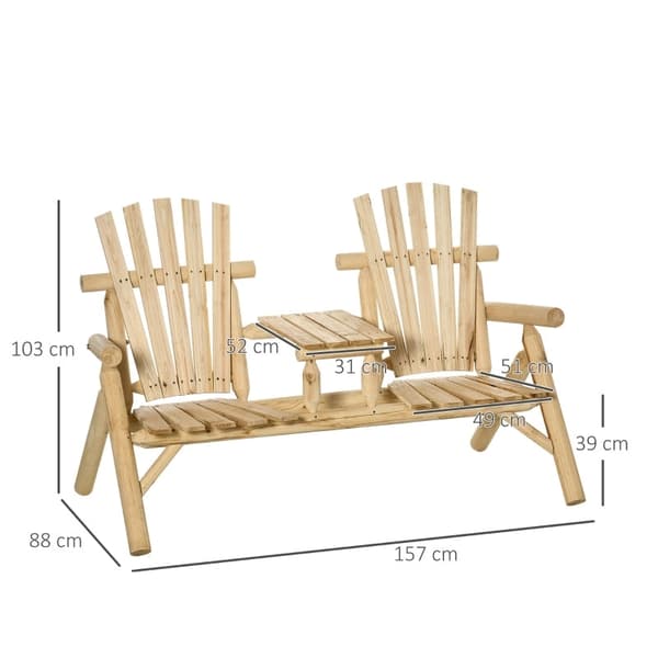 Rootz trädgårdsbänk för två - utomhusbänk - parkbänk - väderbeständig gran - 157 cm x 88 cm x 103 cm