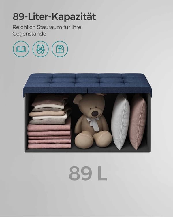 Soffa - med lagringsutrymme - 38 × 76 × 38 cm - nattblå