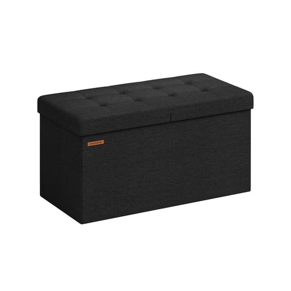 Bank - med lagerplads - 38 × 76 × 38 cm - blæk -sort