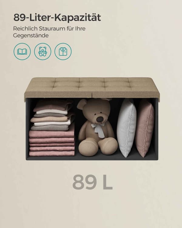 Bank - med lagringsutrymme - 38 × 76 × 38 cm - Camelbruin