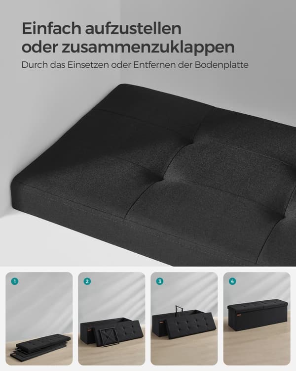 Sofa - med lagerplads - 38 × 110 × 38 cm - blæk -sort