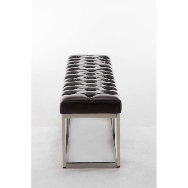 Amun konstläderbänk - Brun - 150 cm - Chesterfield Style - Fötter i rostfritt stål