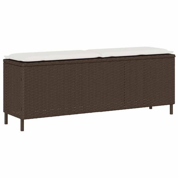 Trädgårdsbänk med dyna brun 110x30x40,5 cm konstrotting