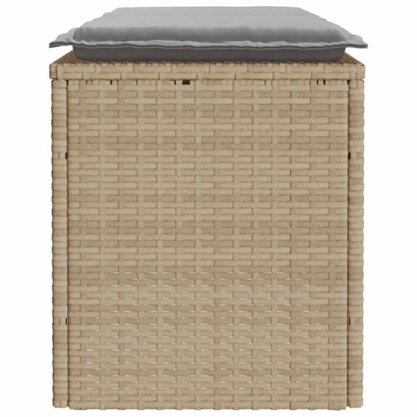 Trädgårdsbänk med dyna beige 110x40x44 cm konstrotting