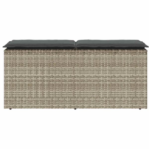 Trädgårdsbänk med dyna ljusgrå 110x40x44 cm konstrotting