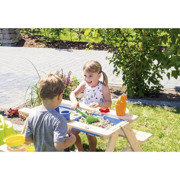 Rootzin lasten piknikpenkki 'Matsch -Nicki Für 4' - Kids Outdoor Table - Puinen leikkisarja - Solid Wood - L 89cm x W 88cm x H 51cm