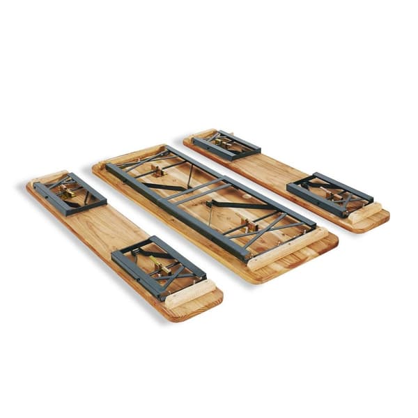 Rootz udendørs bænk og bordsæt til børn - Picnicsæt i træ - Sammenfoldelige børnemøbler - Gran og metal - Bord: 109 cm x 40 cm x 53 cm - Bænk: 109 cm