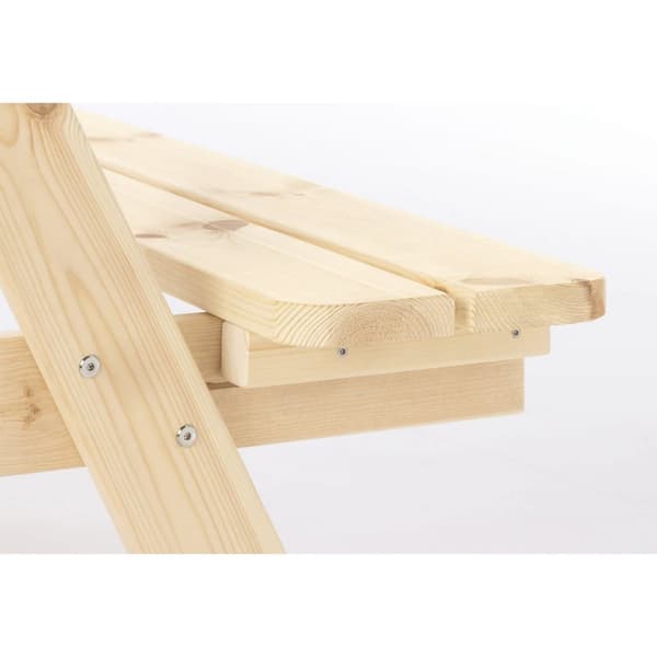 Rootz børnepicnic bænk - udendørs bord til børn - massiv træ bænk - naturlig finish - 118 cm x 119 cm x 65 cm