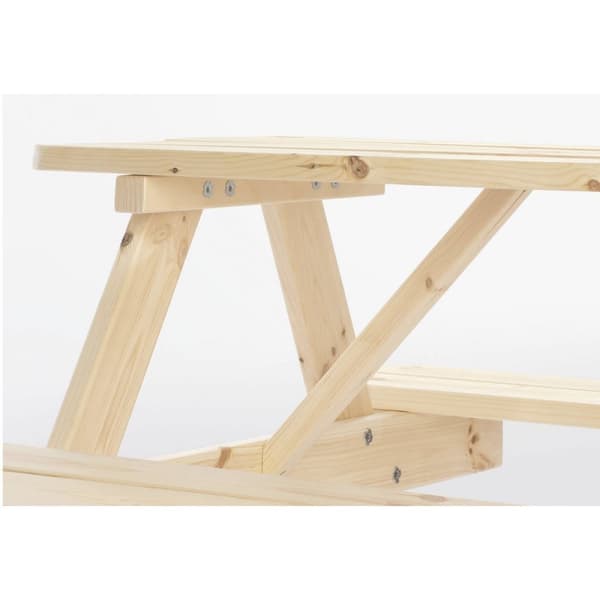 Rootz børnepicnic bænk - udendørs bord til børn - massiv træ bænk - naturlig finish - 118 cm x 119 cm x 65 cm