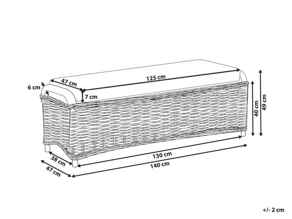 Fodskammel Natur Rattan 140 cm Off-white hynde Boheme-stil Indendørs og udendørs Havemøbler