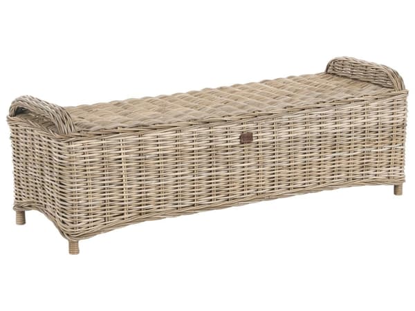 Fodskammel Natur Rattan 140 cm Off-white hynde Boheme-stil Indendørs og udendørs Havemøbler