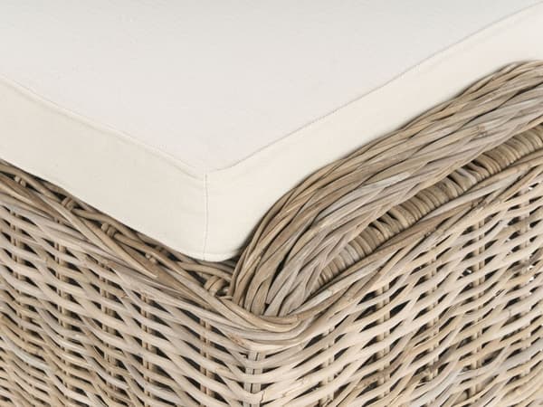 Fodskammel Natur Rattan 140 cm Off-white hynde Boheme-stil Indendørs og udendørs Havemøbler