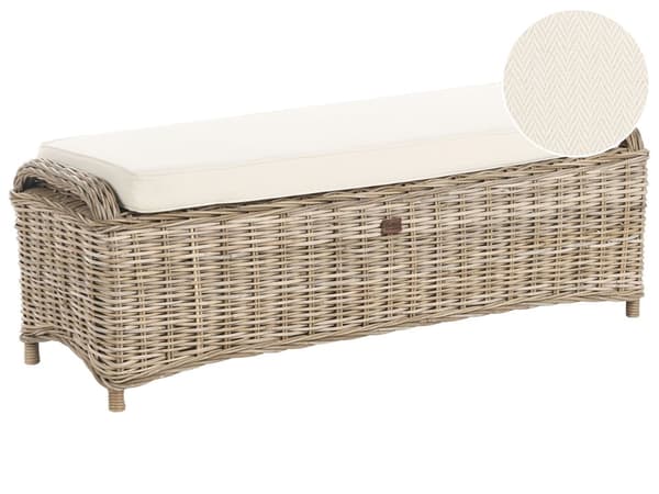 Fodskammel Natur Rattan 140 cm Off-white hynde Boheme-stil Indendørs og udendørs Havemøbler