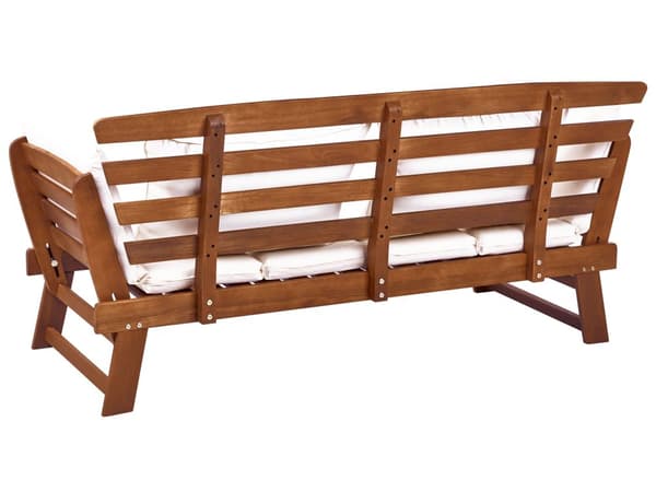 Trädgårdsbänk Mörkt Eukalyptusträ Off-White Dynor Utomhus 2 Sittplatser med Lutande Armstöd