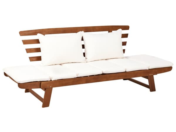 Trädgårdsbänk Mörkt Eukalyptusträ Off-White Dynor Utomhus 2 Sittplatser med Lutande Armstöd