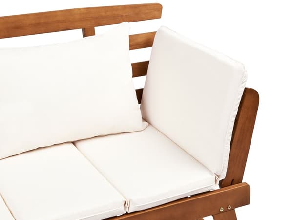Trädgårdsbänk Mörkt Eukalyptusträ Off-White Dynor Utomhus 2 Sittplatser med Lutande Armstöd