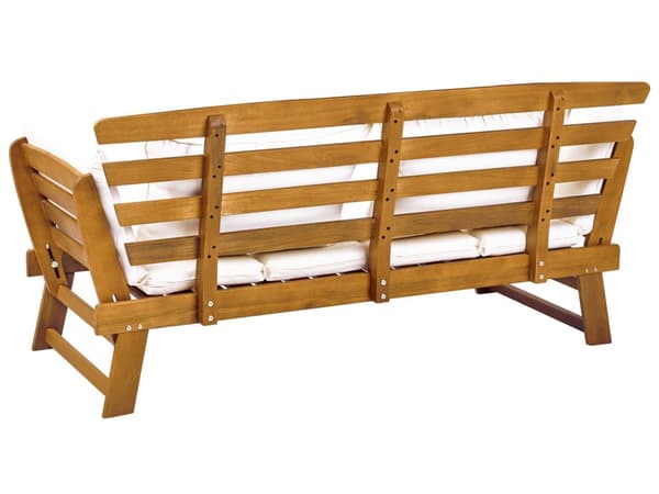Trädgårdsbänk Ljust Eukalyptusträ Off-White Dynor Utomhus 2 Sittplatser med Lutande Armstöd