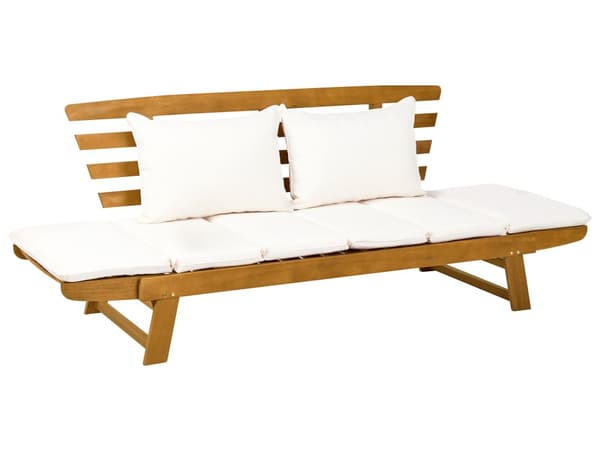 Trädgårdsbänk Ljust Eukalyptusträ Off-White Dynor Utomhus 2 Sittplatser med Lutande Armstöd