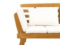 Miniatyrbild 9 av 11: Trädgårdsbänk Ljust Eukalyptusträ Off-White Dynor Utomhus 2 Sittplatser med Lutande Armstöd