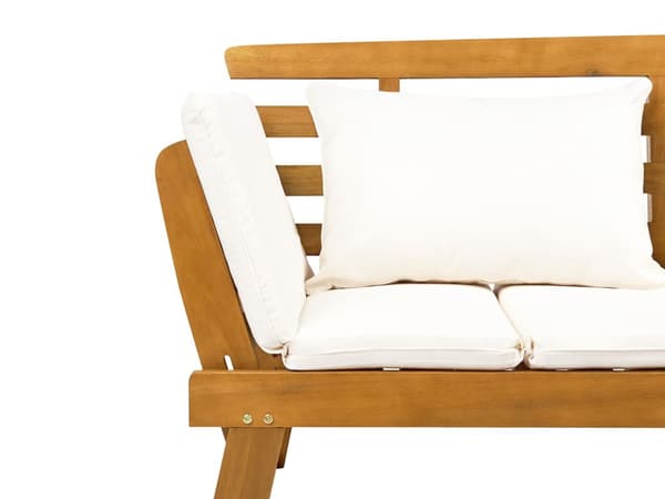 Trädgårdsbänk Ljust Eukalyptusträ Off-White Dynor Utomhus 2 Sittplatser med Lutande Armstöd