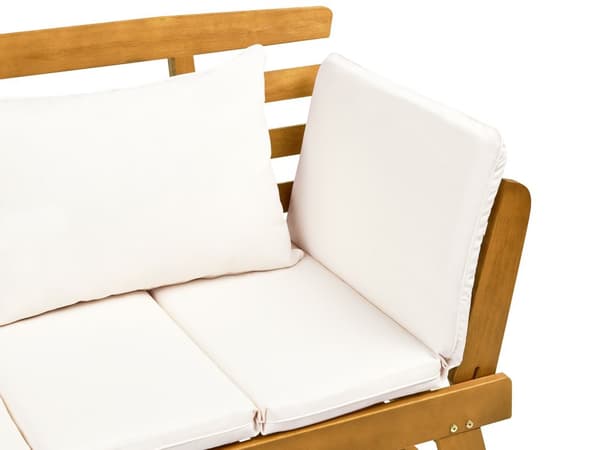 Trädgårdsbänk Ljust Eukalyptusträ Off-White Dynor Utomhus 2 Sittplatser med Lutande Armstöd
