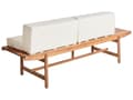 Miniatyrbillede 8 af 11: Havebænk i lyst akacietræ 210 x 84 cm med hynder cremehvid moderne rustik stil udvendig gårdhave terrasse altan