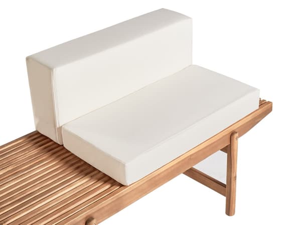 Hagebenk i Lyst Akasietre 135 x 84 cm med Off-White Puter Utendørs Rustikk Design Uteplass Balkong