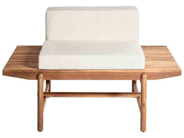 Hagebenk i Lyst Akasietre 135 x 84 cm med Off-White Puter Utendørs Rustikk Design Uteplass Balkong