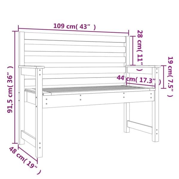 Trädgårdsbänk vit 109x48x91,5 cm massiv furu
