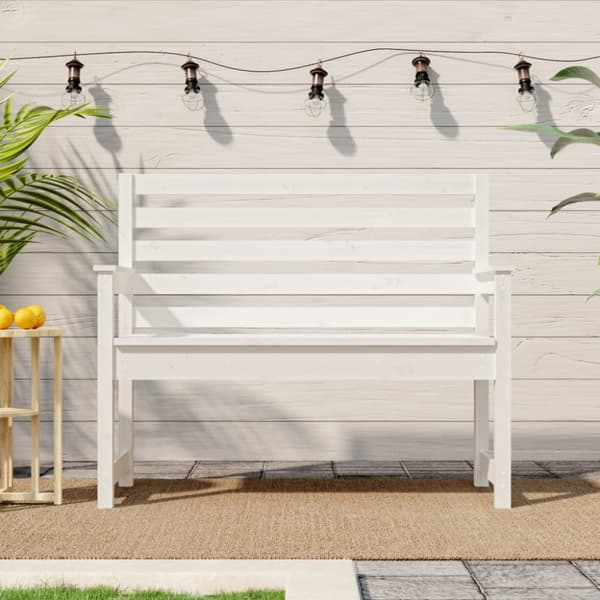 Trädgårdsbänk vit 109x48x91,5 cm massiv furu