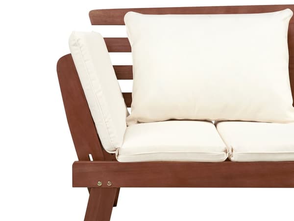 Havesofa Mørkt Træ Grå Polyester 2 Personers Loungesofa med Lamelryg Bænk Multifunktionel Daybed Justerbare Armlæn Terrasse Havemøbel Tilbehør