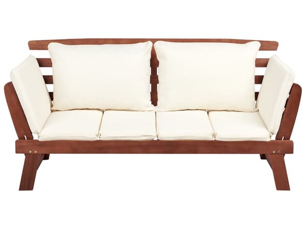 Havesofa Mørkt Træ Grå Polyester 2 Personers Loungesofa med Lamelryg Bænk Multifunktionel Daybed Justerbare Armlæn Terrasse Havemøbel Tilbehør