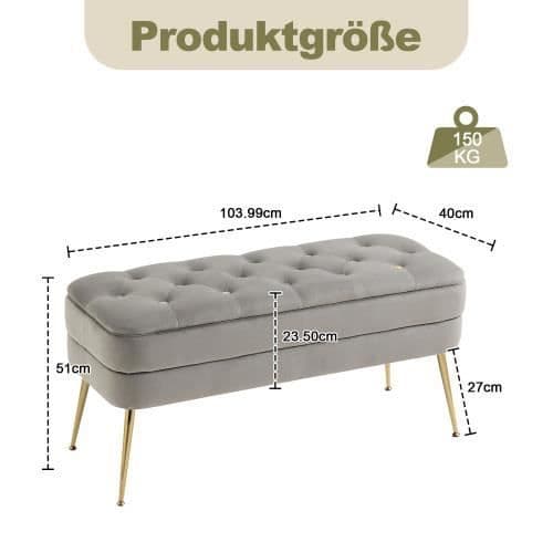 Förvaringspall, sängbord i sovrummet, stoppad förvaringspall, stoppad entrépall, vardagsrum, grå