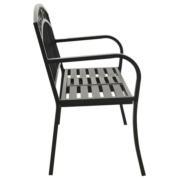 Trädgårdsbänk med bord svart 120 cm stål