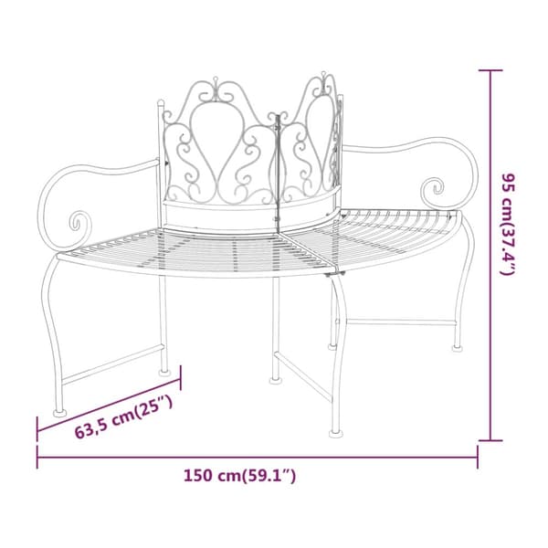 Trädbänk 150 cm svart stål