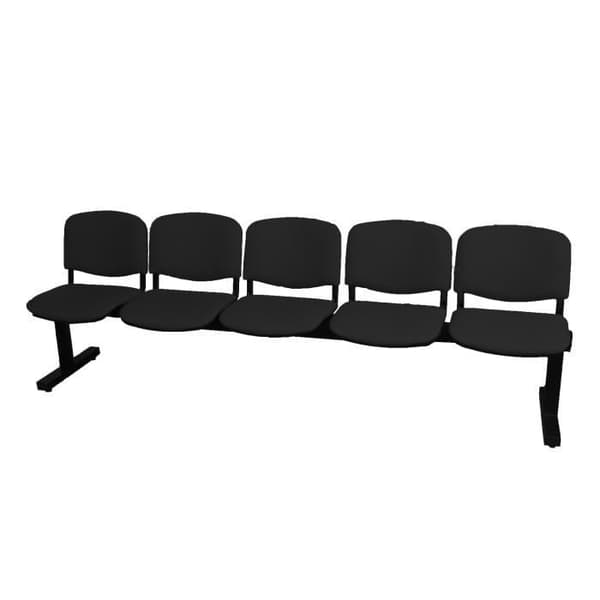 Femsits väntbänk med svart järnstruktur Sits och rygg klädd i svart ARAN-tyg Piqueras y Crespo Model